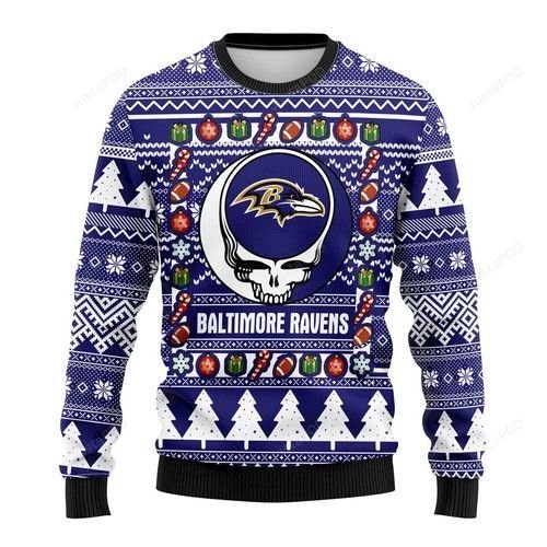 Nfl Baltimore Ravens Grateful Dead Ugly Christmas Sweater Nfl Baltimore Ravens Grateful Dead Ugly Christmas Sweater