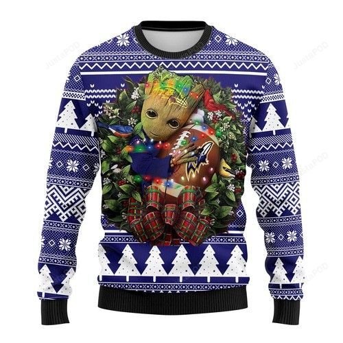 Nfl Baltimore Ravens Groot Hug Ugly Christmas Sweater Nfl Baltimore Ravens Groot Hug Ugly Christmas Sweater
