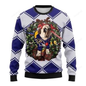 Nfl Baltimore Ravens Pug Dog Ugly Christmas Sweater