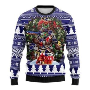 Nfl Baltimore Ravens Tree Christmas Ugly Christmas Sweater