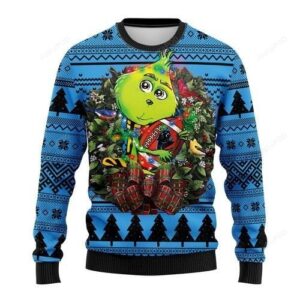 Nfl Carolina Panthers Grinch Hug Ugly Christmas Sweater