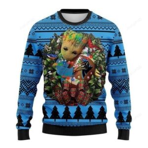 Nfl Carolina Panthers Groot Hug Ugly Christmas Sweater
