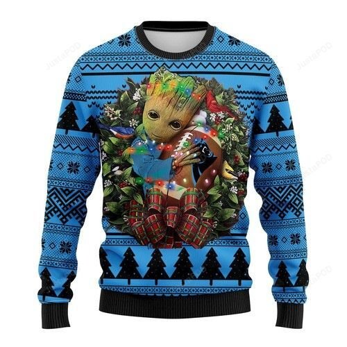 Nfl Carolina Panthers Groot Hug Ugly Christmas Sweater Nfl Carolina Panthers Groot Hug Ugly Christmas Sweater