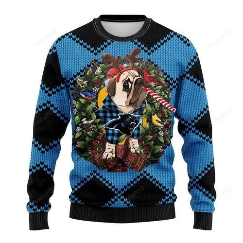 Nfl Carolina Panthers Pug Dog Ugly Christmas Sweater Nfl Carolina Panthers Pug Dog Ugly Christmas Sweater
