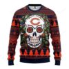 Nfl Chicago Bears Skull Flower Ugly Christmas Sweater
