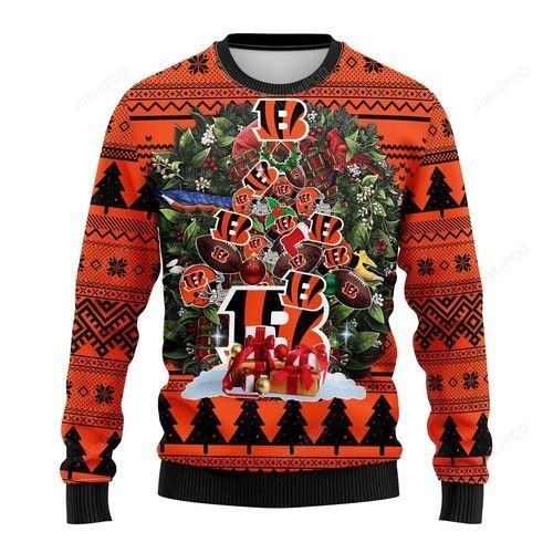 Nfl Cincinnati Bengals Tree Christmas Ugly Christmas Sweater Nfl Cincinnati Bengals Tree Christmas Ugly Christmas Sweater
