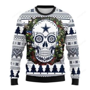 Nfl Dallas Cowboys Skull Flower Ugly Christmas Sweater