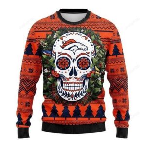 Nfl Denver Brocos Skull Ugly Christmas Sweater