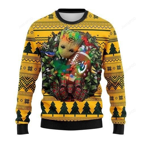 Nfl Green Bay Packers Groot Hug Ugly Christmas Sweater Nfl Green Bay Packers Groot Hug Ugly Christmas Sweater