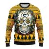 Nfl Green Bay Packers Skull Flower Ugly Christmas Sweater