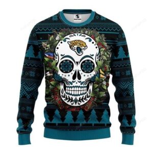 Nfl Jacksonville Jaguars Skull Flower Ugly Christmas Sweater