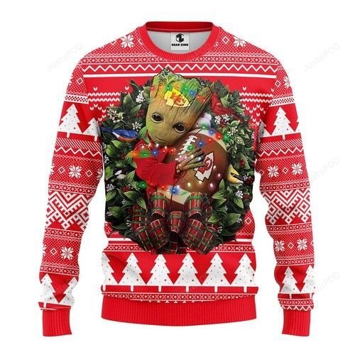 Nfl Kansas City Chiefs Groot Hug Ugly Christmas Sweater Nfl Kansas City Chiefs Groot Hug Ugly Christmas Sweater