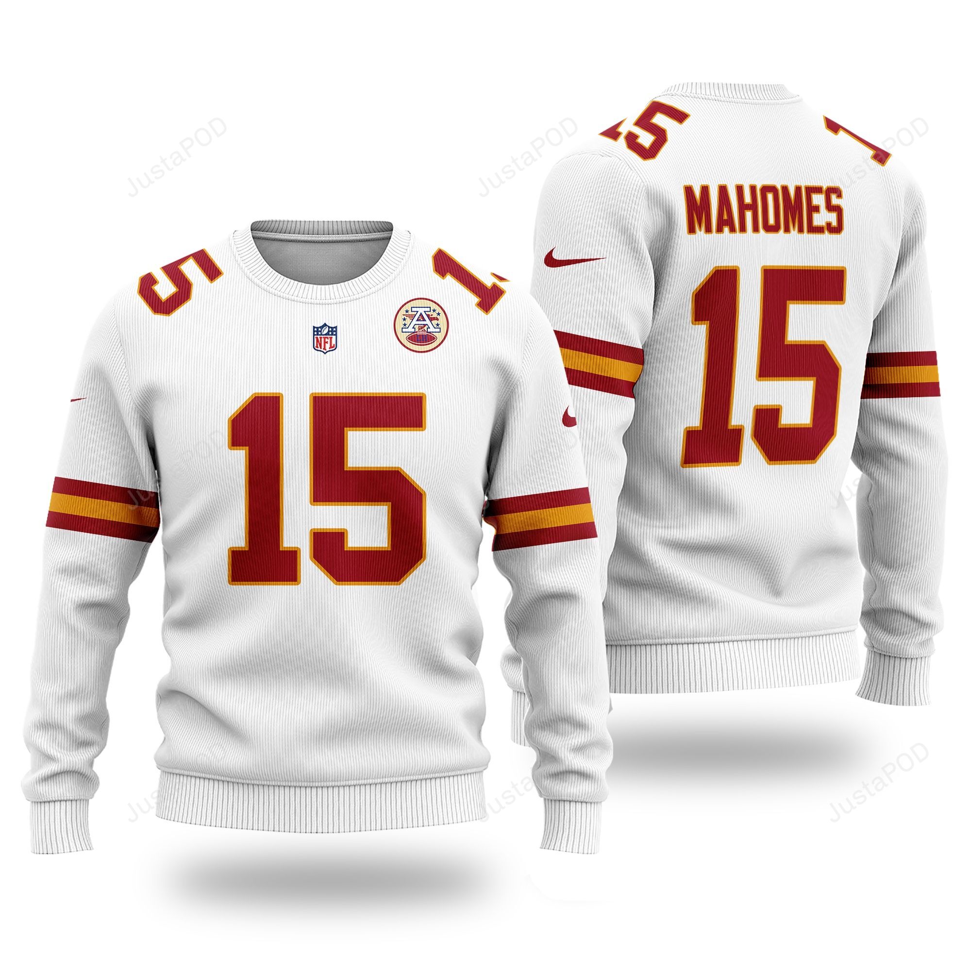 Nfl Kansas City Chiefs Patrick Mahomes #15 White Original Ugly Christmas Sweater Nfl Kansas City Chiefs Patrick Mahomes #15 White Original Ugly Christmas Sweater