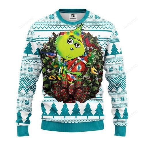 Nfl Miami Dolphins Grinch Hug Ugly Christmas Sweater Nfl Miami Dolphins Grinch Hug Ugly Christmas Sweater