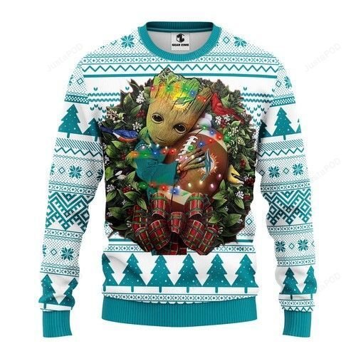 Nfl Miami Dolphins Groot Hug Ugly Christmas Sweater Nfl Miami Dolphins Groot Hug Ugly Christmas Sweater