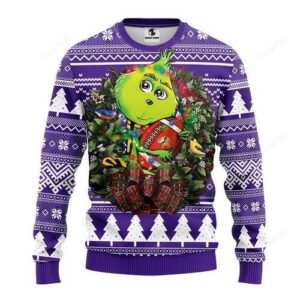 Nfl Minnesota Vikings Grinch Hug Ugly Christmas Sweater