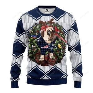 Nfl New England Patriots Pug Dog Ugly Christmas Sweater