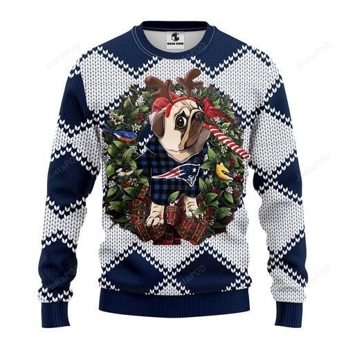 Nfl New England Patriots Pug Dog Ugly Christmas Sweater Nfl New England Patriots Pug Dog Ugly Christmas Sweater