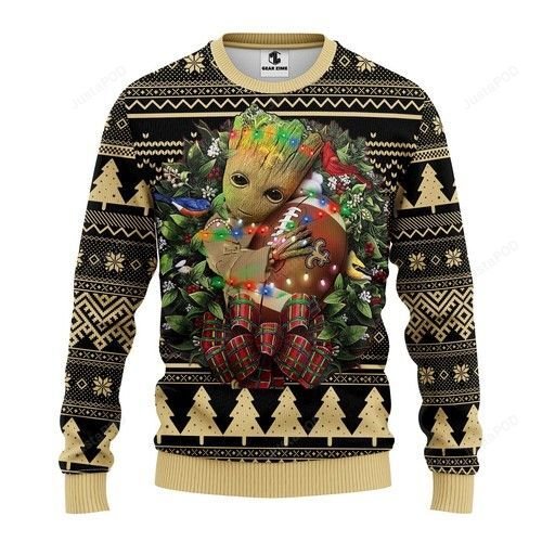 Nfl New Orleans Saints Groot Hug Ugly Christmas Sweater Nfl New Orleans Saints Groot Hug Ugly Christmas Sweater