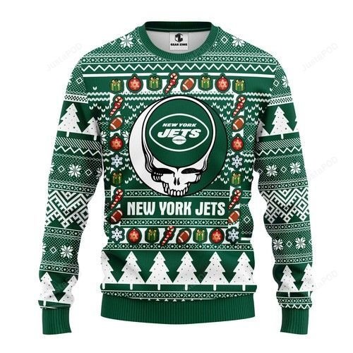Nfl New York Jets Grateful Dead Ugly Christmas Sweater Nfl New York Jets Grateful Dead Ugly Christmas Sweater