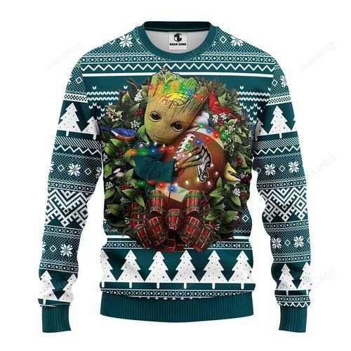 Nfl Philadelphia Eagles Groot Hug Ugly Christmas Sweater Nfl Philadelphia Eagles Groot Hug Ugly Christmas Sweater