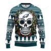 Nfl Philadelphia Eagles Skull Flower Ugly Christmas Sweater