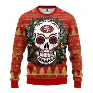 Nfl San Francisco 49ers Skull Flower Ugly Christmas Sweater
