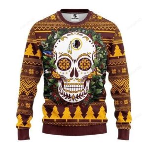 Nfl Washington Redskins Skull Flower Ugly Christmas Sweater