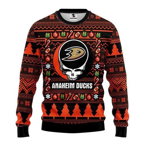 Nhl Anaheim Ducks Grateful Dead Ugly Christmas Sweater Nhl Anaheim Ducks Grateful Dead Ugly Christmas Sweater