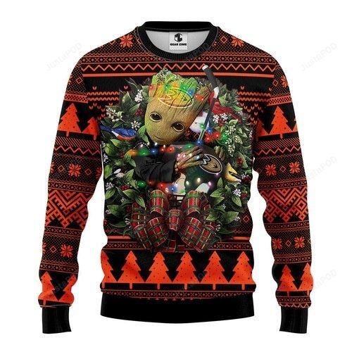 Nhl Anaheim Ducks Groot Hug Ugly Christmas Sweater Nhl Anaheim Ducks Groot Hug Ugly Christmas Sweater