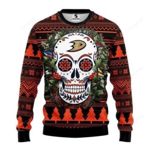 Nhl Anaheim Ducks Skull Flower Ugly Christmas Sweater