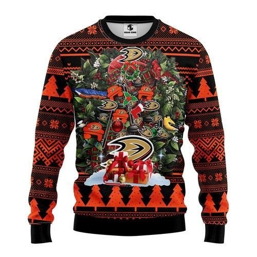 Nhl Anaheim Ducks Tree Christmas Ugly Christmas Sweater Nhl Anaheim Ducks Tree Christmas Ugly Christmas Sweater
