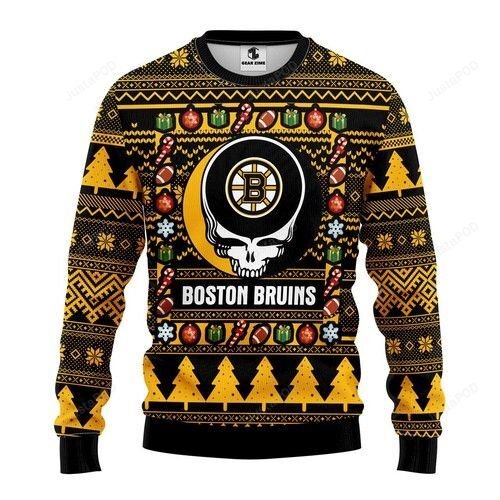 Nhl Boston Bruins Grateful Dead Ugly Christmas Sweater Nhl Boston Bruins Grateful Dead Ugly Christmas Sweater
