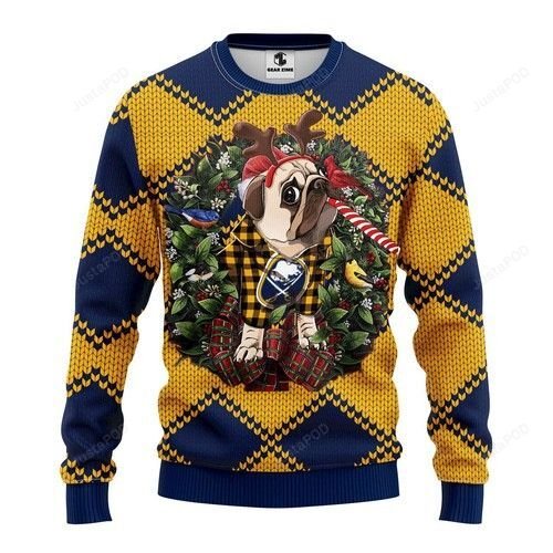 Nhl Buffalo Sabres Pug Dog Ugly Christmas Sweater Nhl Buffalo Sabres Pug Dog Ugly Christmas Sweater