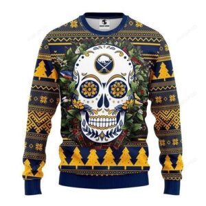 Nhl Buffalo Sabres Skull Flower Ugly Christmas Sweater