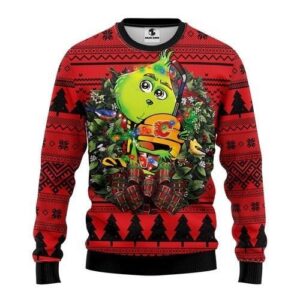 Nhl Calgary Flames Grinch Hug Ugly Christmas Sweater