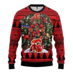 Nhl Calgary Flames Tree Christmas Ugly Christmas Sweater