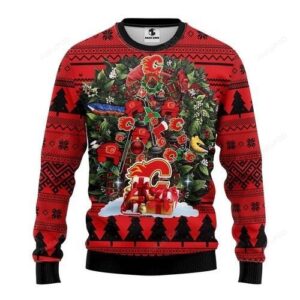 Nhl Calgary Flames Tree Ugly Christmas Sweater