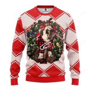 Nhl Carolina Hurricanes Pug Dog Ugly Christmas Sweater