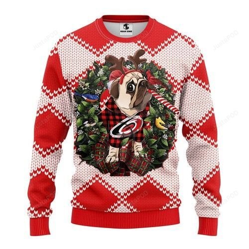 Nhl Carolina Hurricanes Pug Dog Ugly Christmas Sweater Nhl Carolina Hurricanes Pug Dog Ugly Christmas Sweater