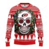 Nhl Carolina Hurricanes Skull Flower Ugly Christmas Sweater