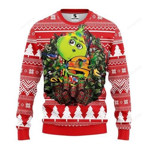 Nhl Chicago Blackhawks Grinch Hug Ugly Christmas Sweater Nhl Chicago Blackhawks Grinch Hug Ugly Christmas Sweater