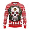 Nhl Chicago Blackhawks Skull Flower Ugly Christmas Sweater