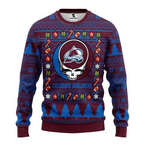 Nhl Colorado Avalanche Grateful Dead Ugly Christmas Sweater Nhl Colorado Avalanche Grateful Dead Ugly Christmas Sweater