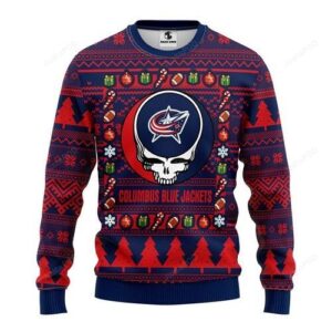 Nhl Columbus Blue Jackets Grateful Dead Ugly Christmas Sweater