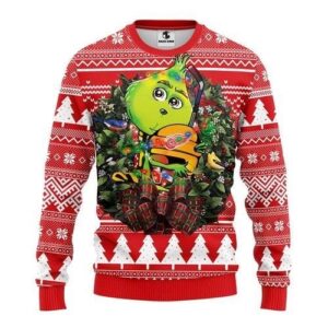 Nhl Detroit Red Wings Grinch Hug Ugly Christmas Sweater