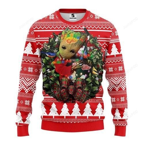 Nhl Detroit Red Wings Groot Hug Ugly Christmas Sweater Nhl Detroit Red Wings Groot Hug Ugly Christmas Sweater