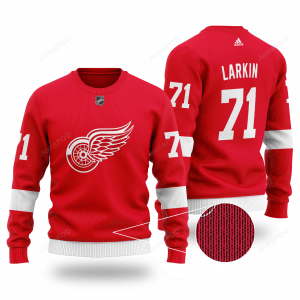 NHL Detroit Red Wings Larkin 71 Red Wool Ugly Sweater NHL Detroit Red Wings Larkin 71 Red Wool Ugly Sweater