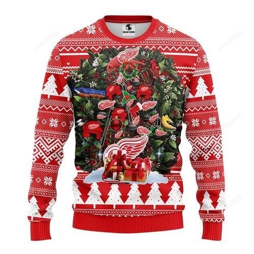 Nhl Detroit Red Wings Tree Christmas Ugly Christmas Sweater Nhl Detroit Red Wings Tree Christmas Ugly Christmas Sweater
