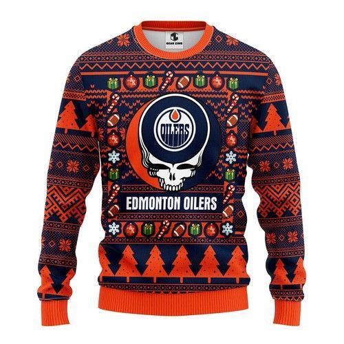 Nhl Edmonton Oilers Grateful Dead Ugly Christmas Sweater Nhl Edmonton Oilers Grateful Dead Ugly Christmas Sweater